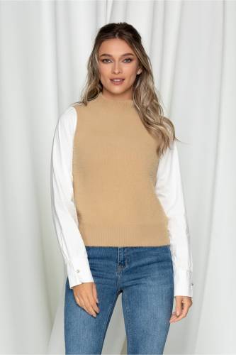 Bluza Sara maro din tricot pufos