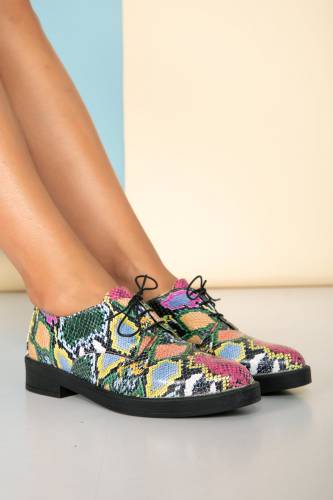 Pantofi josi multicolori cu design snake print