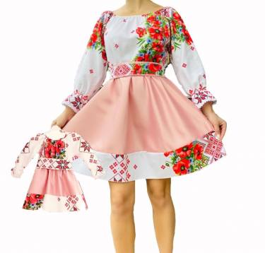 Set rochii mama-fiica cu model floral Flower scurt