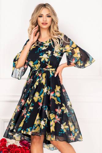 Rochie de vara Anca din voal in clos cu print floral by